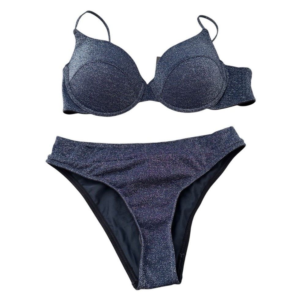 triangl swimwear Shimmery Navy Blue Bikini Set